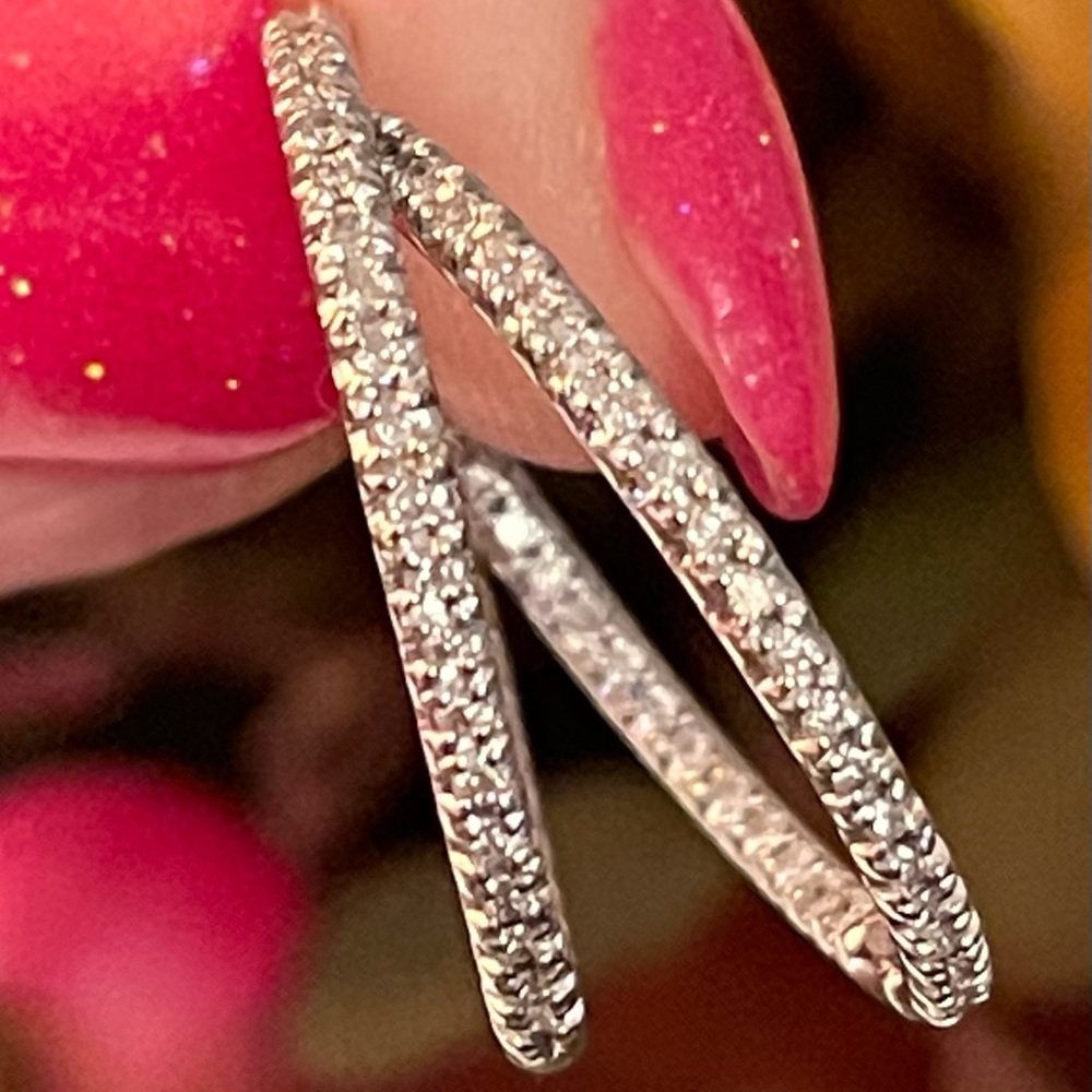 COPY - 14k solid gold genuine diamond hoop earrings